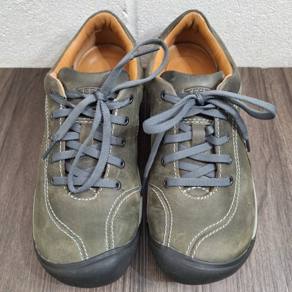 Keen Presidio Women's Leather Walking Hiking Shoes Olive Green Lace Up Size 7W - Picture 3 of 9